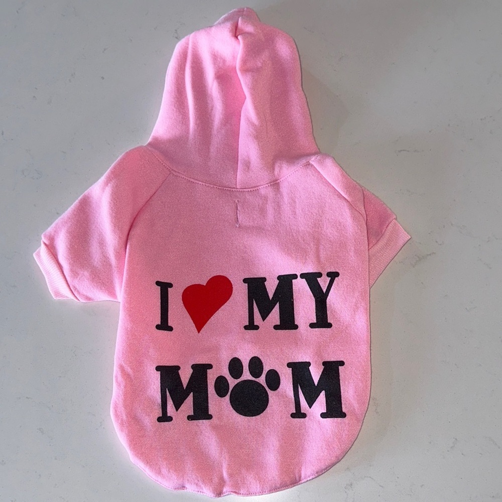 Pink "I ♥ My Mom" Pet Hoodie - Medium